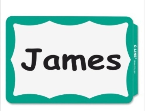 Lot of 9 C-Line Self-Adhesive Name Tags - Green Border, Peel & Stick, 3-1/2 x 2-1/4, 100/BX - Lot 380