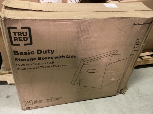 Tru Red Basic Duty Storage Boxes w/ Lids, 16.25" x 12.5" x 10.5", 20 Ct. - Lot 369