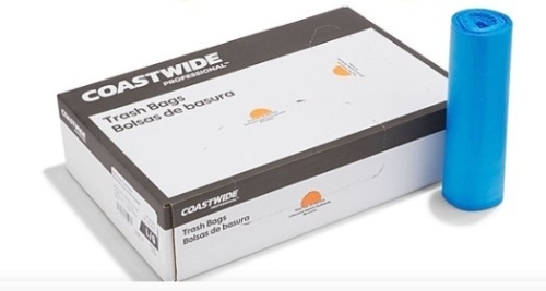 Coastwide Professional™ 40-45 Gal. Trash Bags, High Density, 19 Mic., Blue, 25 Bags/Roll, 8 Rolls - Lot 488