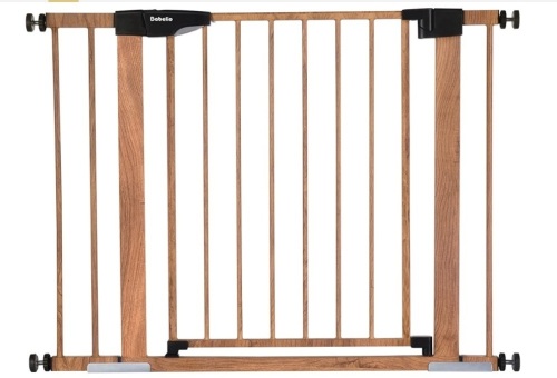Babelio Metal Baby Gate w/ Wood Pattern - Lot 491