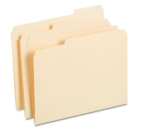 Staples Reinforced File Folders, 1/3 Cut, Letter Size, Manila, 250/Box - Lot 420