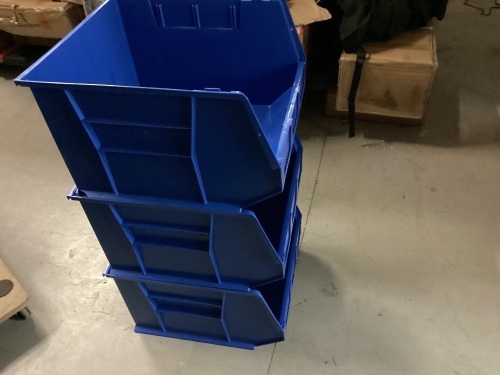 3 Ct. Blue Plastic Stacking Bins, 18 x 16 1/2 x 11" - Lot 191