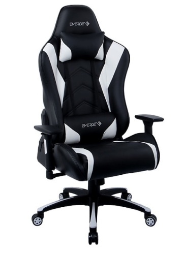 Emerge Vartan Bonded Leather Gaming Chair, Black/White - Lot 215