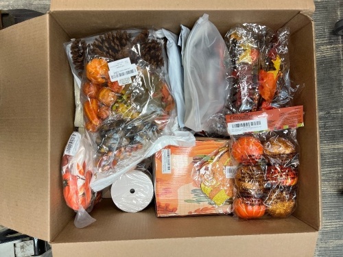 Large Box of Misc. Fall Decor & Other Items - Lot 24