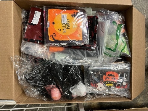 Large Box of Halloween Decor & Party Supplies - Lot 31