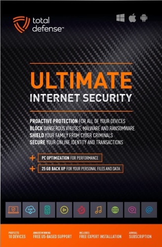 Total Defense Ultimate Internet Security, 1 Year, 10 Devices, Sealed - Lot 64