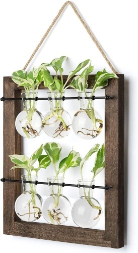 Mkono Double Layer Wall Hanging Glass Planter, 6 Bulb Vase - Lot 288