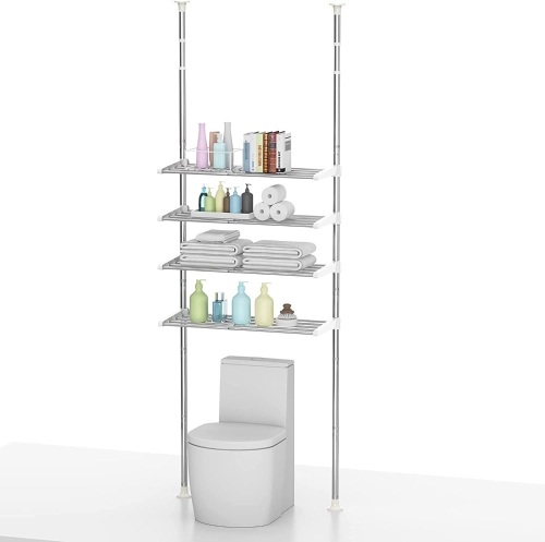Bathroom Organizer, 4 Tier Adjustable Shelves, 97-116" Tall - Lot 297