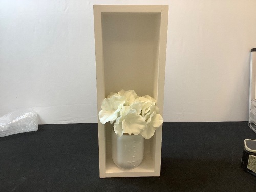 Flower Jar with Wooden Frame, White - Lot 338