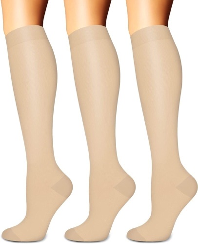 Compression Socks, S/M, Nude Color, 3 Pairs - Lot 609