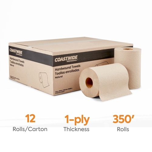 Hardwound Paper Towels, 1 Play, 250ft/Roll, 12 Rolls - Lot 323