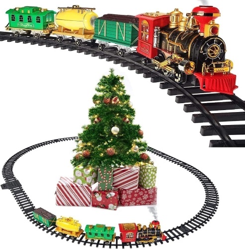 Prextex Christmas Train Set- Around The Christmas Tree with Real Smoke & Lights - Lot 391