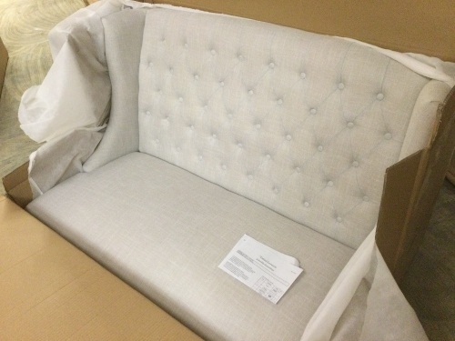 Pier1 Tufted Loveseat. NEW - Lot 4