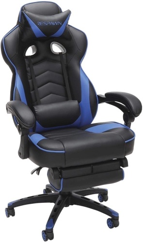 RESPAWN 110 Racing Style Gaming Chair, Reclining Ergonomic Chair with Footrest, in Blue. Appears New - Lot 51
