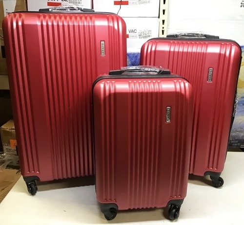 TBWYF 3-Piece Hardshell Rolling Luggage Set, Red - NEW - Lot 106