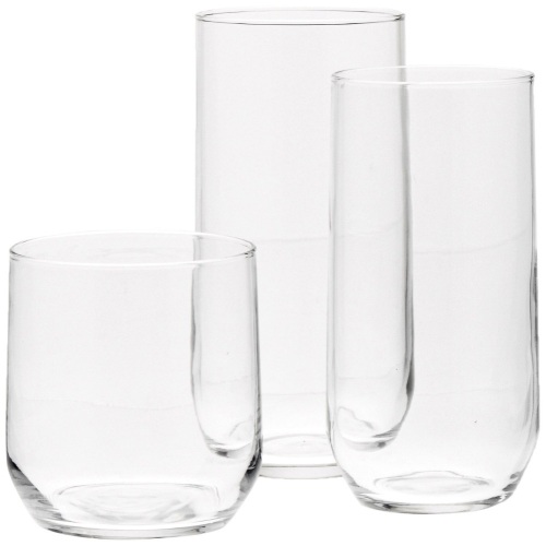 18 Piece Glassware Set. Includes 6 OTR Glasses, 6 Cooler Glasses and 6 Beverage Glasses. Appears New - Lot 133