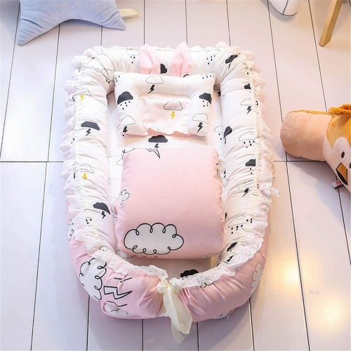 Abreeze Ruffled Baby Lounger, Pink Clouds - Appears New  - Lot 233