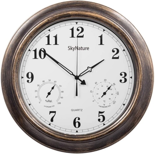 SkyNature 18" Outdoor Clock with Temperature and Humidity - Appears New - Lot 239