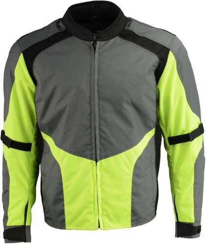 M-Boss Hi Visibiltity Nylon Motorcycle Jacket with Removable Armor, Zip Out Liner, Mens XL - NEW - Lot 257