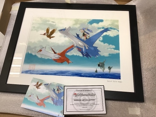 Pokemon Center Sugimori Art Collection Framed Latios & Latias Second Edition Print - NEW - Lot 260