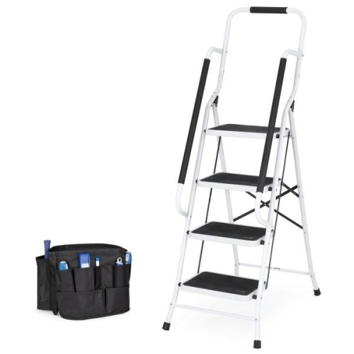 4-Step Portable Folding Ladder w/ Handrails, Tool Bag. Appears New - Lot 285