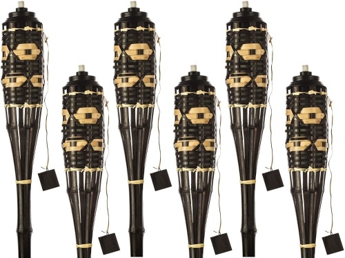 Tiki Style Bamboo Torches, Fiberglass Wicks, 6 Pack - Appear New  - Lot 305