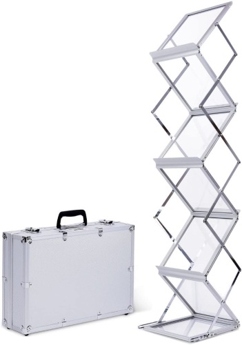 Light Weight Aluminum Foldable Literature Holder for Trade Show, Carrying Case Included - Appears New  - Lot 318