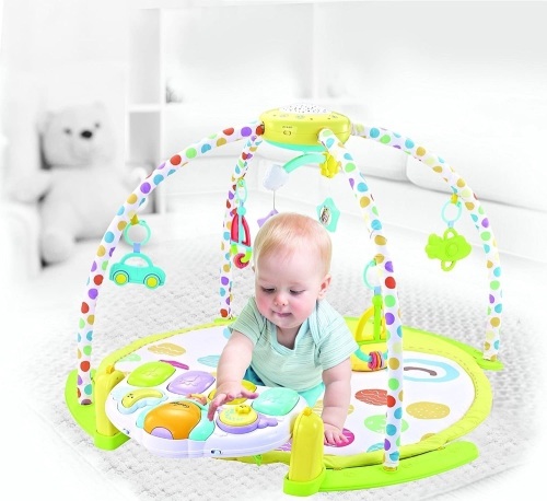 Teodore Playmat Activity Center with Toys, Pillow, Piano, Projector, and Mobile - Appears New in Damaged Box  - Lot 410