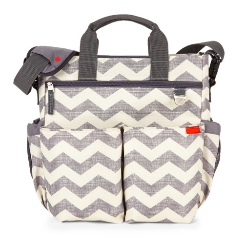 Diaper Bag with Changing Pad & Stroller Attatchment, Gray Chevron - Appears New  - Lot 415