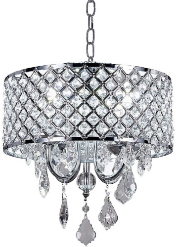 New Galaxy 4-Light Chrome Finish Round Metal and Crystal Chandelier, 14" x 14", Size/Style May Vary Slightly - Appears New  - Lot 453