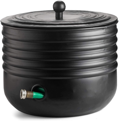 LifeSmart Ribbed Steel Garden Hose Pot Holder with Lid, 16" x 12" - NEW - Lot 463