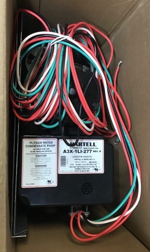 Hartell A3X-1LI-277 Condensate Pump, Liebert 134001P2, 277V, 50/60Hz - Appears New  - Lot 483