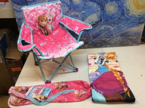 Frozen Anna & Elsa Fold N Go Chair and Beach Towel for Kids - Appears New  - Lot 502