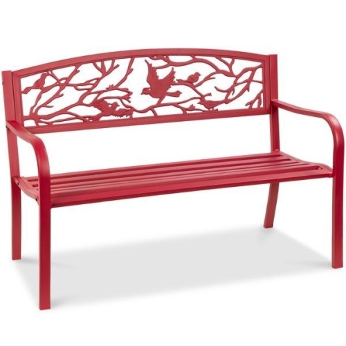 Steel Garden Bench for Outdoor Patio w/ Pastoral Bird Backrest - 50in. Appears New with Damaged Box - Lot 512