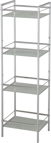 Kings Brand 4 Tier Free Standing Utility Storage Rack, Metal Frame, Tempered Glass Shelves, 14"W x 12"D x 46"H - Appears New  - Lot 516