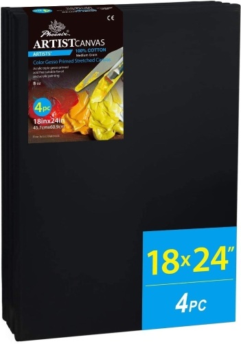 Phoenix Black Cotton Stretched Canvas, 18" x 24", 4pc - NEW - Lot 532