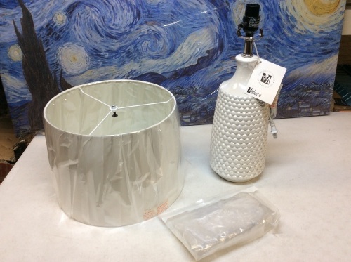Adesso Ceramic Table Lamp with Shade, White - Appears New  - Lot 619