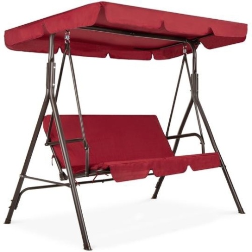 2-Person Outdoor Canopy Swing Glider Furniture w/ Cushions, Steel Frame. Appears New - Lot 686