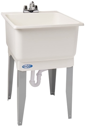 Mustee 14CP Polypropylene Freestanding Tub Utility Sink with Drain and Faucet. Appears New - Lot 700