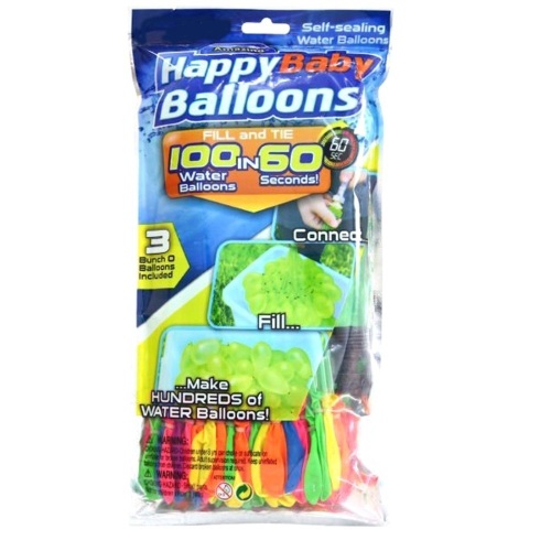 Lot of (5) Happy Baby Balloons, Self-sealing Water Balloons - NEW - Lot 716
