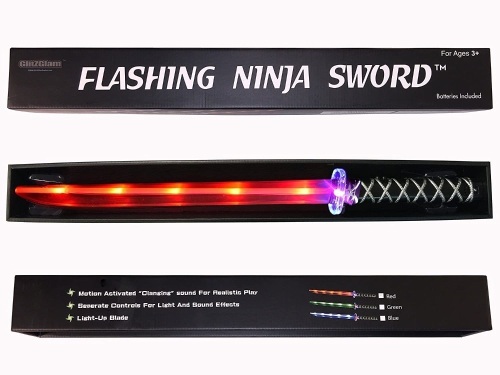 Lot of (2) Red LED Toy Ninja Sword with Motion Activated Clanging Sounds - Appear New - Lot 718