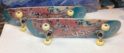 Lot of (2) Amrgot Skateboards Pro 31" Complete Skateboards, USA Map - Appear New  - Lot 725