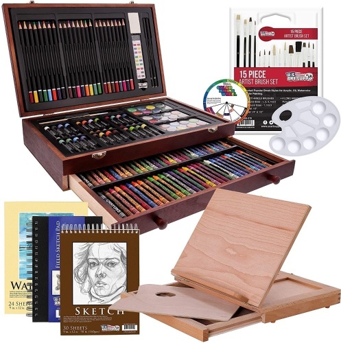 US Art Supply 163 Piece-Premium Mega Wood Box Art, Painting & Drawing Set - Lot 743