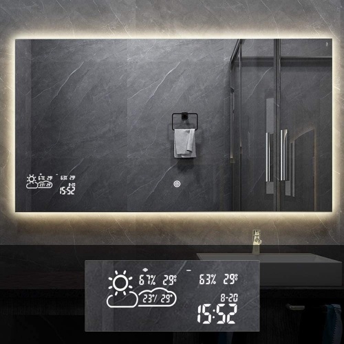 BYECOLD Smart Vanity Bathroom Mirror with Backlit LED, Light Touch Switch, Defogger, Weather, Time, 47.2''x 23.6'' - Appears New   - Lot 90