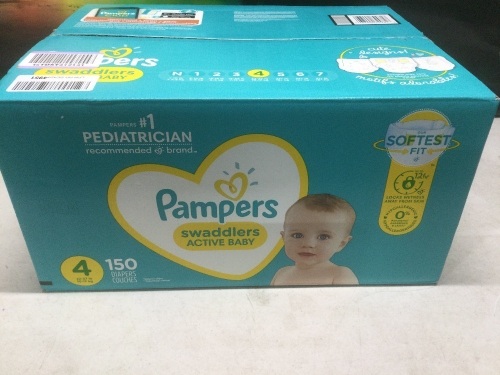 Pampers Swaddlers Active Baby Diapers, Size 4, 150 ct - New - Lot 843
