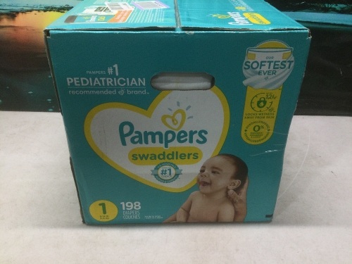 Pampers Swaddlers Baby Diapers, Size 1, 198 ct - New - Lot 1102
