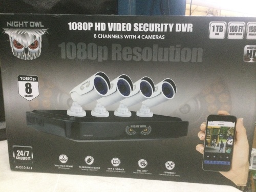 Night Owl 1080P HD Video Security DVR 8 CH with 4 Cameras - E-Comm Return, Unknown Condition  - Lot 282