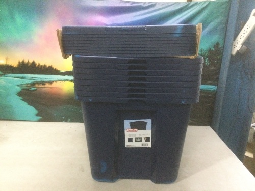 Sterilite Plastic 18 Gallon Tote Box Ultramarine Set of 8 - Appear New  - Lot 1154