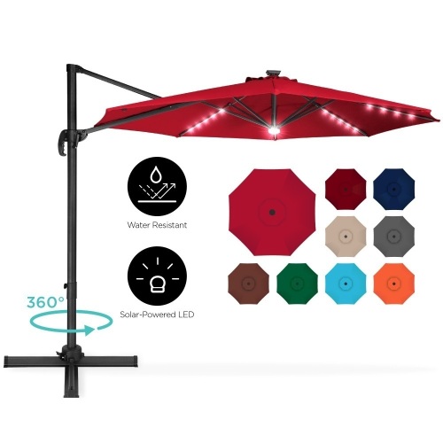 360-Degree LED Cantilever Offset Patio Umbrella w/ Tilt, 10ft - Appears New   - Lot 565