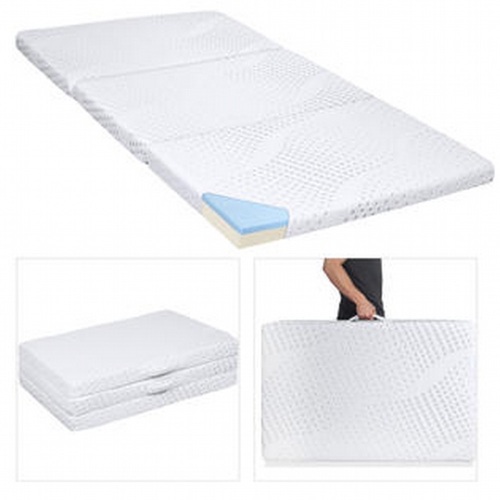 Tri Fold Portable 3" Memory Foam Gel Mattress Topper with Removable Cover, Full - Appears New  - Lot 569